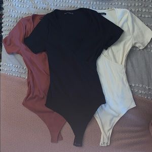 Lot of 3 Abercrombie & Fitch wrap front body suits